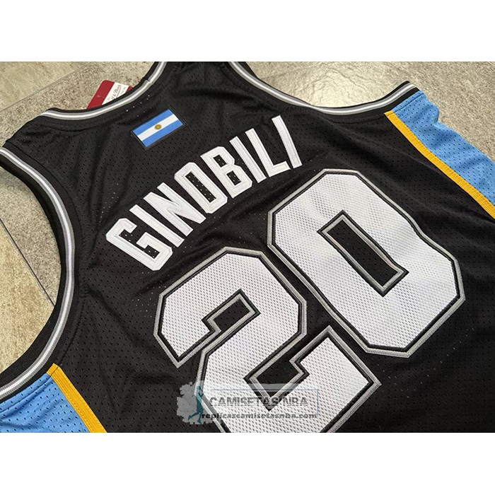 Camiseta San Antonio Spurs Manu Ginobili NO 20 Mitchell & Ness 2002-18 Negro